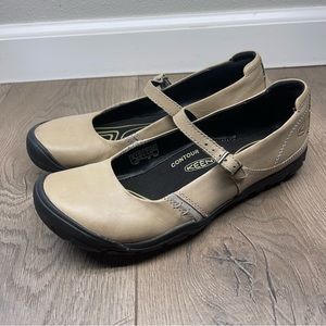KEEN Delancey Mary Jane Comfort Shoes Flats Tan Leather Upper Size 9.5 Women’s